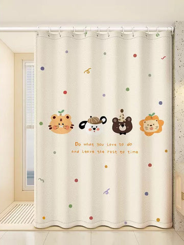 Cute Waterproof Shower Curtain with Hooks 150×180cm