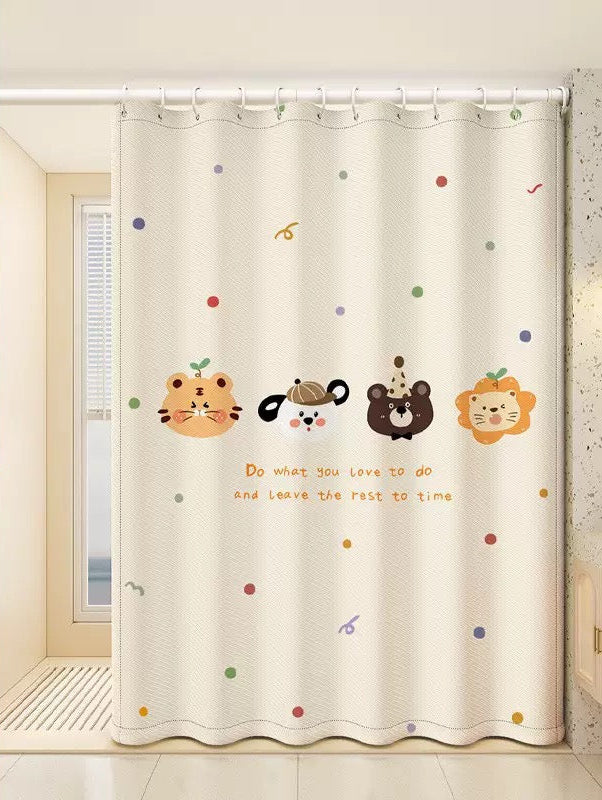 Cute Waterproof Shower Curtain with Hooks 150×180cm