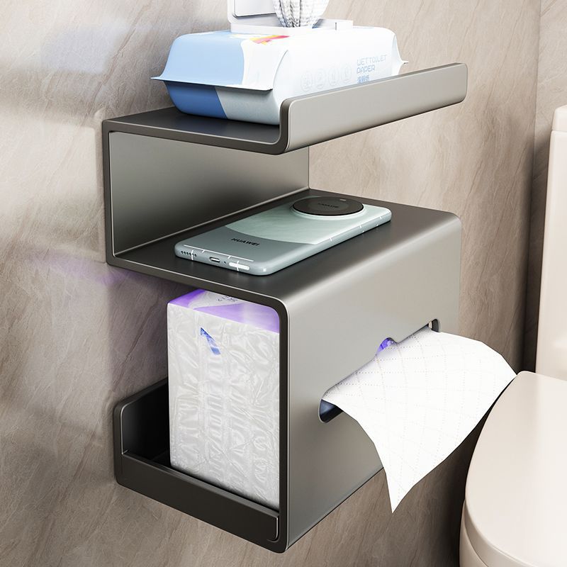 Carbon Steel Wall-Mounted Toilet Paper Holder & Towel Rack
