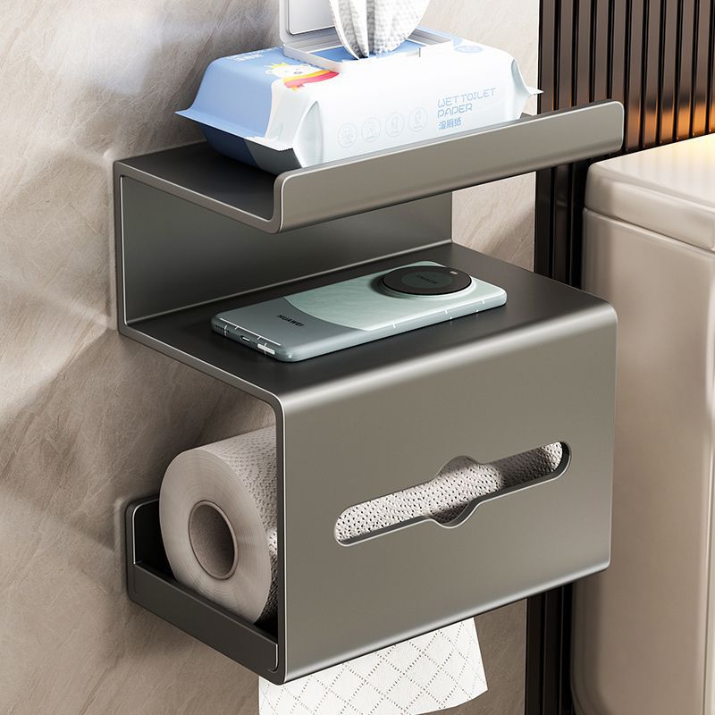 Carbon Steel Wall-Mounted Toilet Paper Holder & Towel Rack